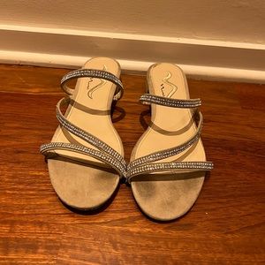 Sparkly low heel sandals